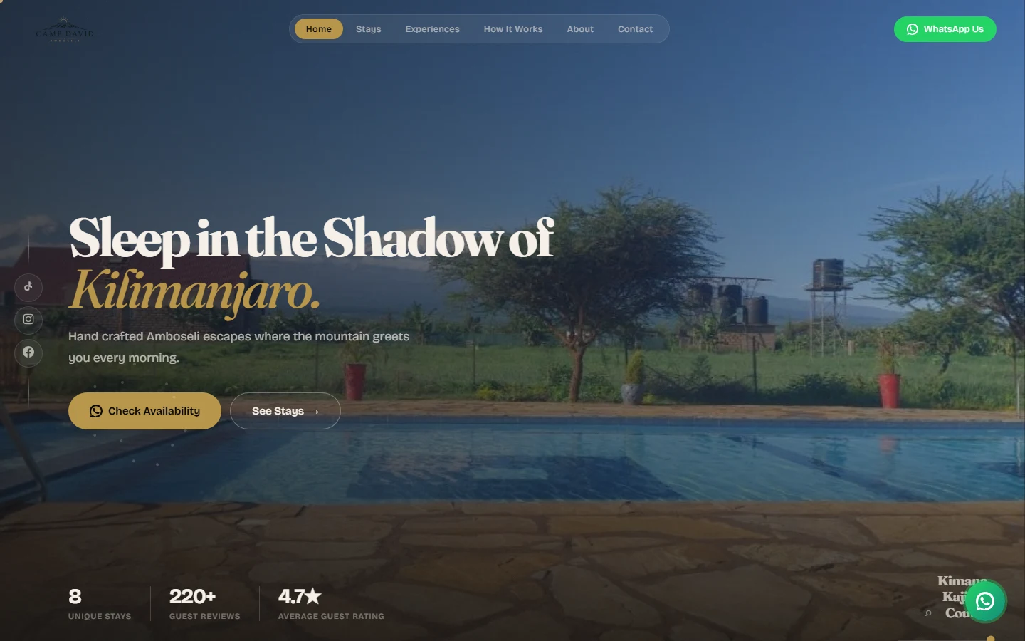 Camp David Amboseli hospitality website