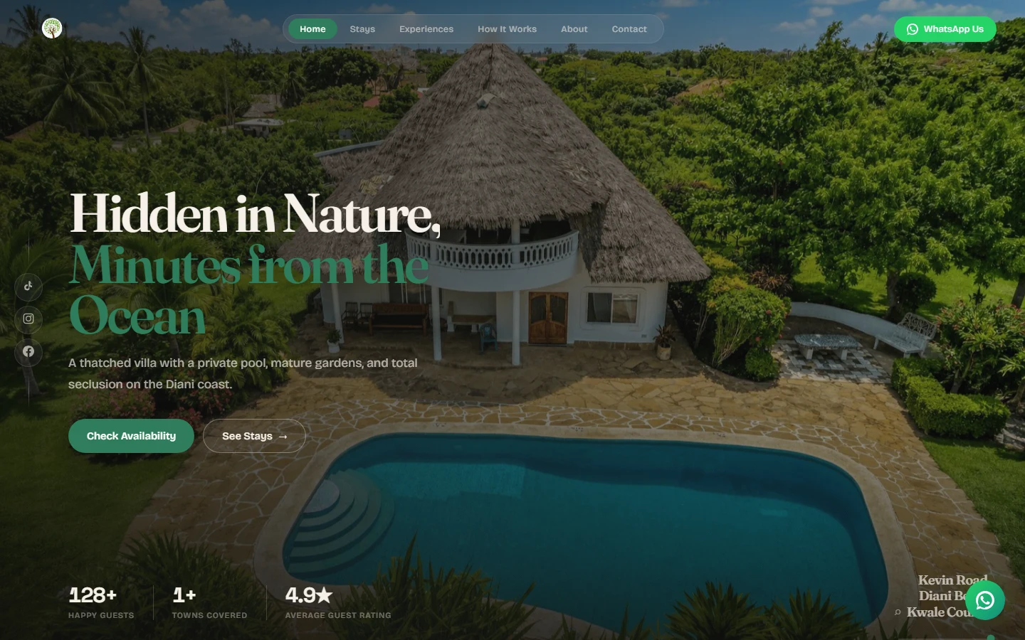 Natures Escapes direct-booking website example